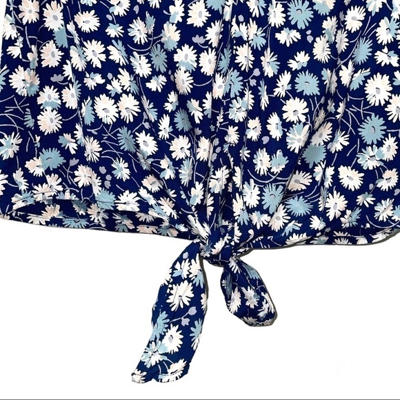 Madewell Blue Novel Tie-Front Top in French Floral Extra Small XS - Picture 3 of 7